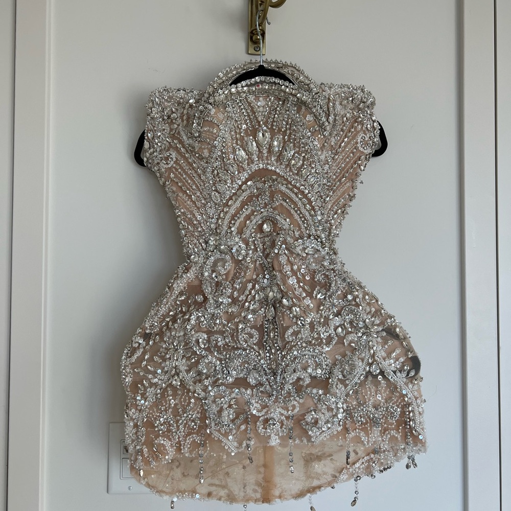 Albina Dyla Strapless Mini Reception Wedding Dress - Picture 9 of 11